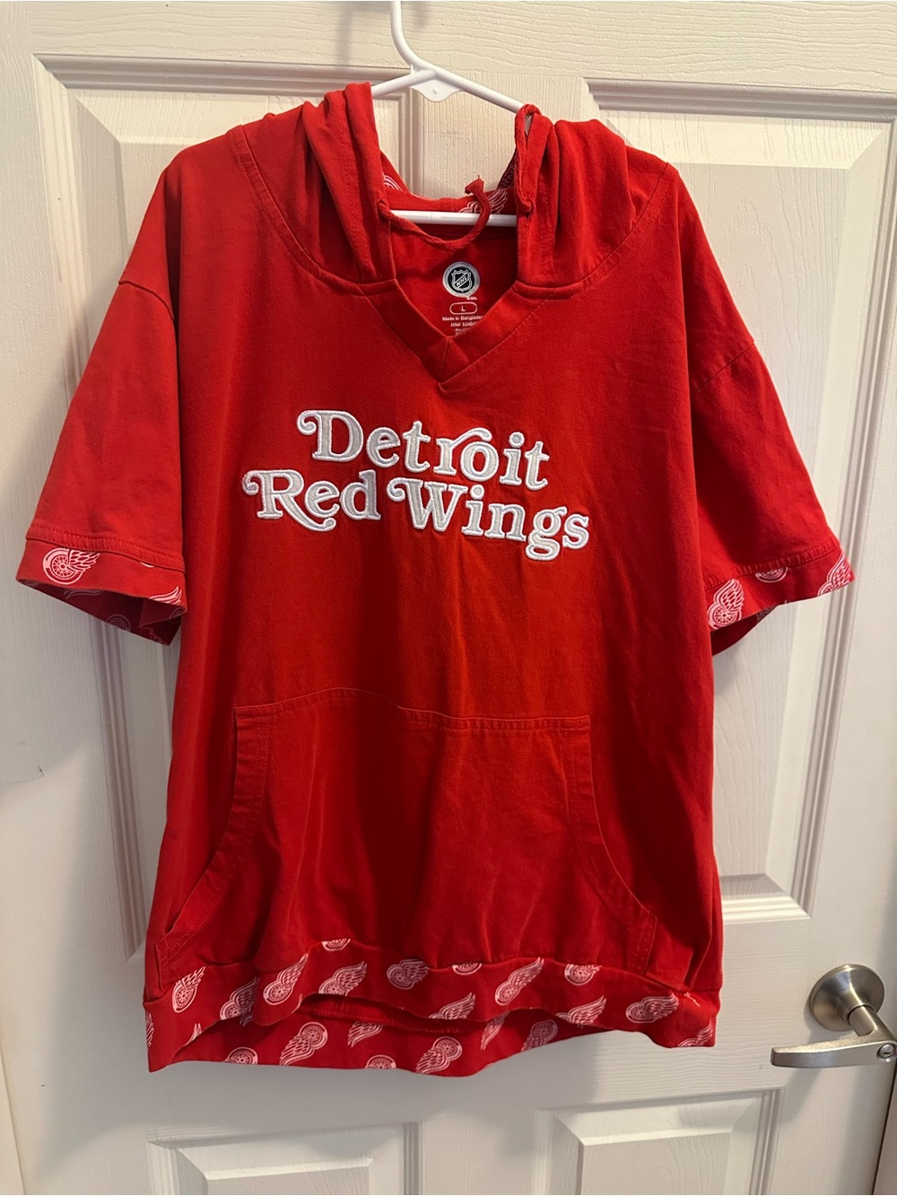NHL Detroit Red Wings Red Hooded Short Sleeve Sweatshirt